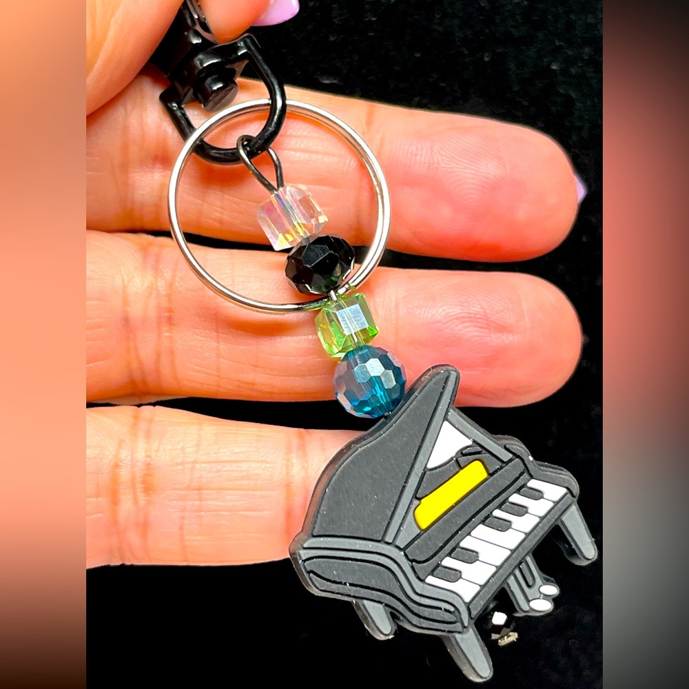 Latex piano keychain purse bling zipper pull